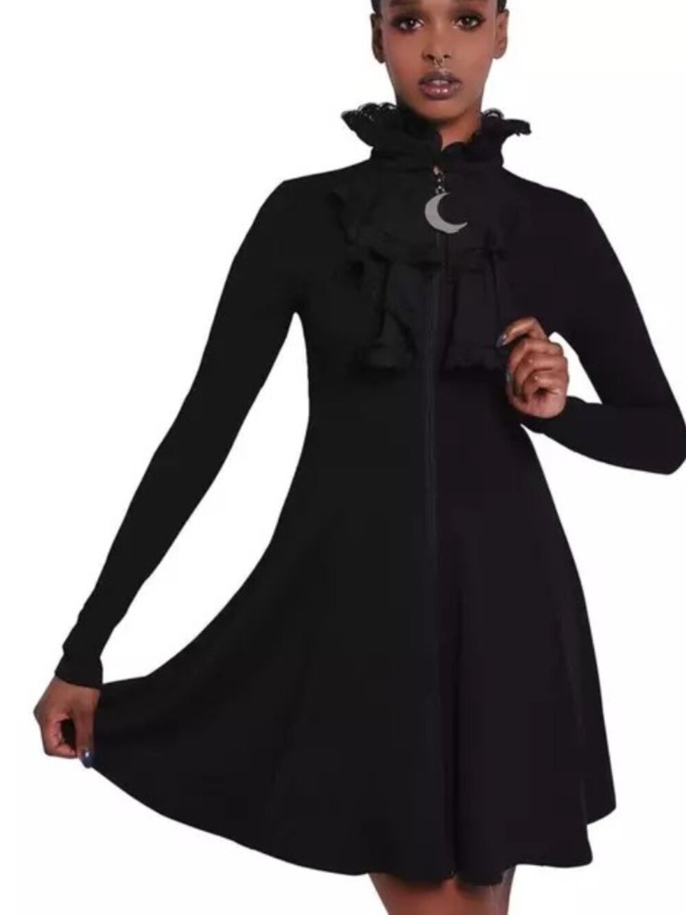 Killstar Claire Voyant Collar Dress - L / Black